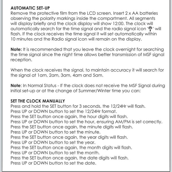 Acctim Digital Wall Desk Clock Radio Controlled Temperature Moon Phase FLAW - Picture 5 of 8